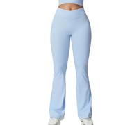 JPXJGT Cross V Waistband No Front Seam Wide Leg Sports Trousers High Waist Butt Lifting Fitness Pants Flare Yoga Leggings for Women(Size:M,Color:Blue)
