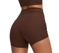 JPXJGT High Waist Tight Fitness Shorts for Women Quick Dry Yoga Shorts With Tummy Control(Size:XL,Color:Brown)