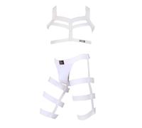 JPXJGT Men's Half Body Chest Harness Jockstrap Nylon Lingerie Set Bodysuit Gay Leotard Prom Show Thong(Size:One Size,Color:White)