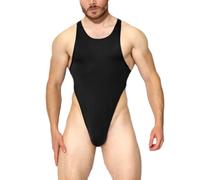 JPXJGT Mens Leotard Bodysuit Thong Sleeveless High Cut One Piece Backless(Size:XL,Color:Black)