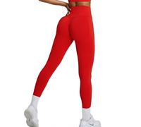 JPXJGT Seamless Gym Sport High Waist Sexy Women's Legging Sexy Yoga Pants(Size:M,Color:Red)
