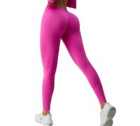 JPXJGT V Back Gym Leggings Seamless Woman High Elastic Compression Scrunch Butt Training Pants Yoga(Size:L,Color:Pink)
