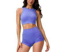 JPXJGT Women Fitness Set 2 Piece Cross Back Yoga Vest Thin Belt Breathable Comfortable Seamless Sexy Wear Sports Bra(Size:L,Color:Purple)