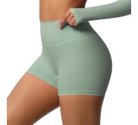 JPXJGT Women Quick-Drying Yoga Shorts High-Waisted with No Embarrassing Tightness Elastic Waist Closure (Size:L,Color:Green)