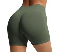 JPXJGT Women Seamless Shorts High Waist Tummy Control Scrunch Butt Seamless Yoga Wear(Size:2XL,Color:Green 3)