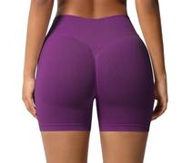 JPXJGT Women Seamless Shorts High Waist Tummy Control Scrunch Butt Seamless Yoga Wear(Size:S,Color:Purple)