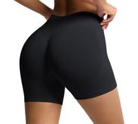 JPXJGT Women Seamless Shorts High Waist Tummy Control Scrunch Butt Seamless Yoga Wear(Size:XL,Color:Black)