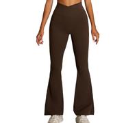 JPXJGT Women's Breathable Quick-drying Comfortable Training Fitness High Waist Hip Lift Lightweight Yoga Flared Pants leggings(Size:S,Color:Brown)