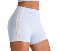 JPXJGT Women's Breathable Sports Shorts Quick Dry Elastic Waist Gym Fitness Hot Colour Blocking High Yoga(Size:M,Color:Blue)