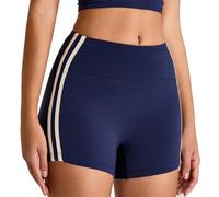 JPXJGT Women's Breathable Sports Shorts Quick Dry Elastic Waist Gym Fitness Hot Colour Blocking High Yoga(Size:XL,Color:Dark Blue)