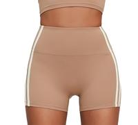 JPXJGT Women's Breathable Sports Shorts Quick Dry Elastic Waist Gym Fitness Hot Colour Blocking High Yoga(Size:M,Color:Brown)