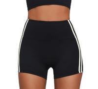 JPXJGT Women's Breathable Sports Shorts Quick Dry Elastic Waist Gym Fitness Hot Colour Blocking High Yoga(Size:S,Color:Black)