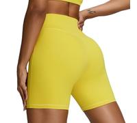JPXJGT Women's Fitness Yoga Activity Shorts Belly Support YogaHigh Yoga Leggings(Size:L,Color:Yellow)