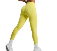 JPXJGT Women's High Waist Yoga Pants Cross-Border Seamless Hip-Lifting Sports Outdoors Quick-Drying Fitness Leggings(Size:L,Color:Yellow)