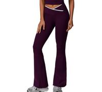 JPXJGT Women's Sports Wear Yoga Leggings Fitness Clothing Activewear Sportswear V Waist Workout Clothes(Size:XL,Color:Dark purple)