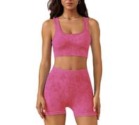 JPXJGT Women's Sports Yoga Suit Quick-Dry Breathable Sports Bra High-Waist Hip-Lifting Running Fitness Shorts Set (Size:S,Color:Pink)
