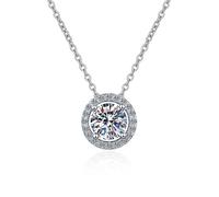 JPXXFM 0.3CT Round Solitaire Necklace for Women,White Bezel Set D-Color Pendant,Elegant Jewelry Gift for Her