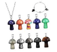JPXXFM 10 Pcs Crystal Mushroom Pendants Cute Charms for Bracelets Keychains Jewelry Making DIY Accessories with Various Natural Colors for Women Random Color