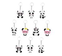 JPXXFM 10pcs Cartoon Panda PVC Keychains Multipurpose Pendant Backpack Hanging Adornments Cute Creative Decor for Keys Bags