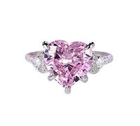 JPXXFM 1PC Micro-encrusted Zircon Pink Diamond Love Peach Heart Ring Female Luxury Marriage Niche Temperament Hand Jewelry For Women