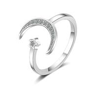 JPXXFM 1PC Silver Color Star Moon Tassel Rings Opening Female Fashion Ins Ring For Girls