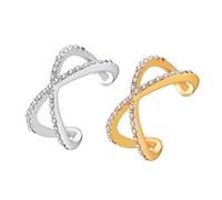 JPXXFM 2 Pcs Adjustable Cross Design Finger Rings Double Decorative Open Rings for All Styles Comfortable Wear Jewelry for Women