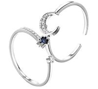 JPXXFM 2Pcs Adjustable Open for Women Fashion Finger Jewelry with Charming Design Moon Accent present for Daughters and Friends