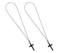 JPXXFM 2Pcs Blackwood Wooden Cross Necklace Set, Handmade Christian Pendant Necklace for Men Women, Religious Prayer Jewelry Suitable for Church and Daily Wear