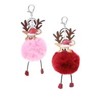JPXXFM 2pcs Elk Bag Pendant Keychain Lightweight Key Holder with Soft Fluffy Pom Pom Charm for Backpack Handbag Decoration