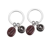 JPXXFM 2pcs Heart Shape Coffee Bean Key Chains Resin Pendants for Backpack Handbag Phone Accessories Gift for Women Men