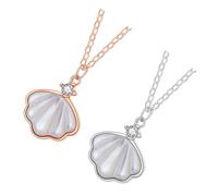 JPXXFM 2Pcs Titanium Steel Shell Necklace Set for Women, Rose and Clavicle Pendant Jewelry, Shell Necklace for, Birthday and Valentine’S Day