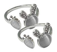 JPXXFM 2pcs Women's Adjustable Enamel Ring Bunny Carrot Ring Jewelry for Girls Design