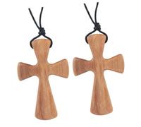 JPXXFM 2pcs Wooden Cross Necklace for Men Unique Shaped Religious Pendant Natural Present for Couples and Friends for Outdoor Use