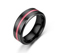 JPXXFM 3 Styles Classic 8mm Wedding Rings For Men's Stainless Steel Ring Black with pink orange Blue Groove Engagement Ring