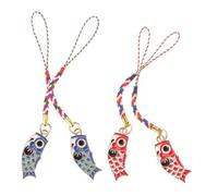 JPXXFM 4pcs Mobile Phone Accessories Fish Phone Charm Bag Lanyard Charm Hand Wrist Strap Lanyard Mobile Pendant Key Strap Pendant Japanese Keychain for Backpack Alloy