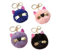 JPXXFM 4Pcs Plush Cat Keychain Adorable Kitten Pendant with Buckle for Backpack Handbag Wallet Decoration Lovely Hanging Key Ring Accessories for Women