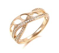 JPXXFM 585 Rose Geometric Wave Ring Natural Zircon Finger Rings for Women Fashion Wedding Jewelry Crystal Gift
