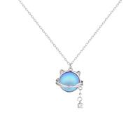 JPXXFM 925 decorative cute cat shape necklace creative light luxury pendant collarbone chain necklaces for women