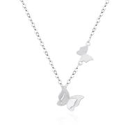 JPXXFM 925 double butterfly necklaces for women dainty clavicle chain necklace pendant small fresh jewelry