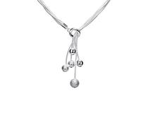 JPXXFM 925 round frosted smooth beads pendant necklace snake chain for women wedding engagement jewelry gift