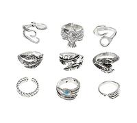 JPXXFM 9pcs Vintage Open Animal Rings Lightweight Alloy Finger Jewelry Unique Animal Decorations for All Fingers Elegant Durable Design