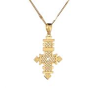 JPXXFM Accessories for men and women 24K Color African Cross Pendant Necklace Ethiopian Women Trendy Cross Jewelry Gifts Wedding anniversary, Valentine's Day, Christmas birthday gift