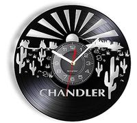 JPXXFM American Arizona Chandler Skyline Vinyl LP Wall Clock Agave Desert Plants Cactus Desert Oasis Art Wall Watch Music