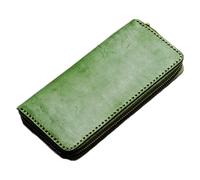 JPXXFM Antiquity First Layer Cowhide Zip Around Wallet Zipper Clutch Purse Coin Card Slots Collection Wallet for Men and Women (Green)