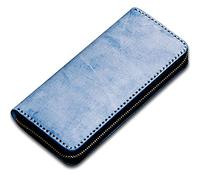 JPXXFM Antiquity First Layer Cowhide Zip Around Wallet Zipper Clutch Purse Coin Card Slots Collection Wallet for Men and Women (Blue)
