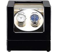 JPXXFM Automatic Watch Winder Box Wood Shell Black Piano Finish with LED Illumination Super Quiet Motor Dual Power Supply Watch Display Storage