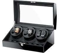 JPXXFM Automatic Watch Winder Storage Display Watch Box Black Piano Finish Glass Top Leather Lining Silent Motor It's so kind of you