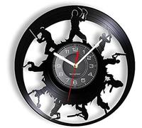 JPXXFM Baseball Players Vinyl Cut Wall Clock Home Interior Decor Ball Game Timepiece Retro Gift For Athlete Music
