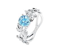 JPXXFM Beautiful Leaf Ring for Women Fashion Jewelry Ring Zircon Chic Design Size 9