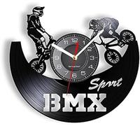 JPXXFM Bicycle Motocross Wall Clock Made Of Real Vinyl Record BMX Extreme Sports Vintage Design Wall Clock Disk Handicraft Music